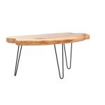 WELLAND Live Edge Cedar Wood Coffee Table Metal Hairpin Legs for Living Room