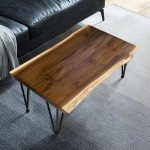 Warmaxx Teak Wood Live Edge End Table 27.8" x 19.8" x 20" H Rectangle Rustic Outdoor Patio Coffee Side Table Vintage Couch Natural Wooden Accent Tables for Living Room Sofa Bedroom