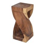 Steve Silver Solid Acacia Whimsical Carved Design, Finish, Functional and Visually Alluring Solana Natural Wood Glaze Accent Side Table, 12 L x 12 W x 26 H