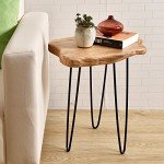 WELLAND Natural Edge End Table, Wood Side Table, Nightstand, Plant Stand 20.5" Tall，Unique desktop