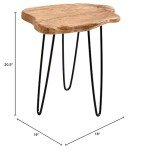 WELLAND Natural Edge End Table, Wood Side Table, Nightstand, Plant Stand 20.5" Tall，Unique desktop