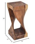 Steve Silver Solid Acacia Whimsical Carved Design, Finish, Functional and Visually Alluring Solana Natural Wood Glaze Accent Side Table, 12 L x 12 W x 26 H