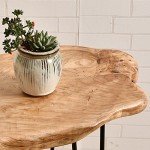 WELLAND Natural Edge End Table, Wood Side Table, Nightstand, Plant Stand 20.5" Tall，Unique desktop