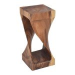 Steve Silver Solid Acacia Whimsical Carved Design, Finish, Functional and Visually Alluring Solana Natural Wood Glaze Accent Side Table, 12 L x 12 W x 26 H