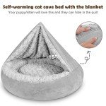 Cozy Round Dog Bed with Hooded Blanket