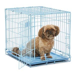 MidWest Blue Folding Metal Dog Crate for Small Breeds