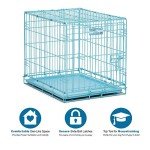 Blue Folding Metal Dog Crate for Small Breeds