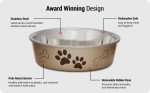 Loving Pets Bella Dog Bowls- Stainless Steel Dog & Cat Bowls - Spill Proof Dog Food Bowl, Puppy Essentials & Pet Supplies (Small 10-20 lbs, Artichoke)