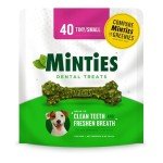 Minties Dental Chews for Dogs, 40 Count, Vet-Recommended Mint-Flavored Dental Treats for Tiny/Small Dogs 5-24 lbs, Dental Bones Clean Teeth, Fight Bad Breath, and Removes Plaque and Tartar