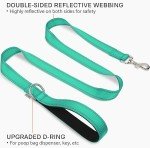Joytale Double-Sided Reflective Dog Leash, 6 FT/5 FT/4 FT, Padded Handle Nylon Heavy Duty Leashes for Medium & Large Dogs Walking, Teal, 4FT