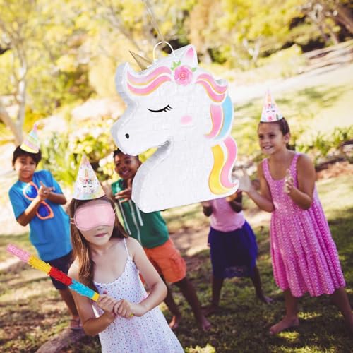 WERNNSAI Rainbow Unicorn Piñata with Bat & Blindfold