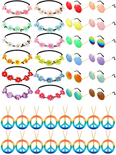 36-Piece Hippie Costume Accessory Set for Parties