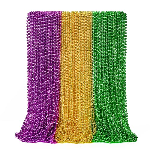 50PCS Mardi Gras Beads Necklaces in Green, Purple, Gold