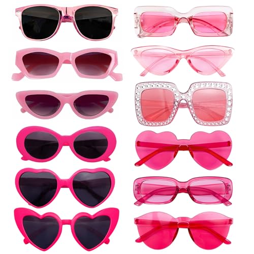 12 Pack Retro Pink Sunglasses for Parties