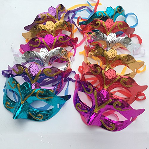 Gold Plated Masquerade Masks - Pack of 12