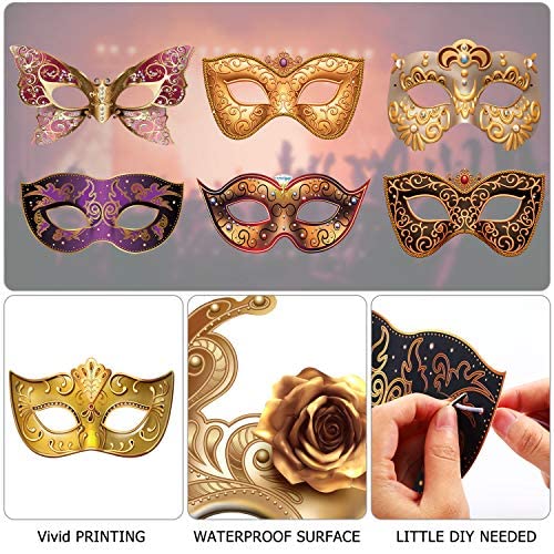 12 Pack Mardi Gras Masquerade Paper Masks