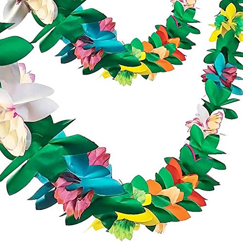 Tropical Garland Party Decorations, Hibiscus Flower Summer Banner