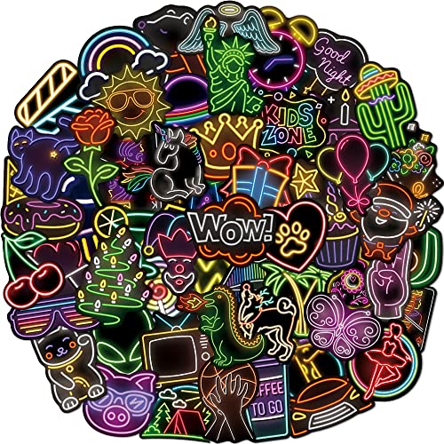 Neon Sign Vinyl Stickers Pack for Kids Teens