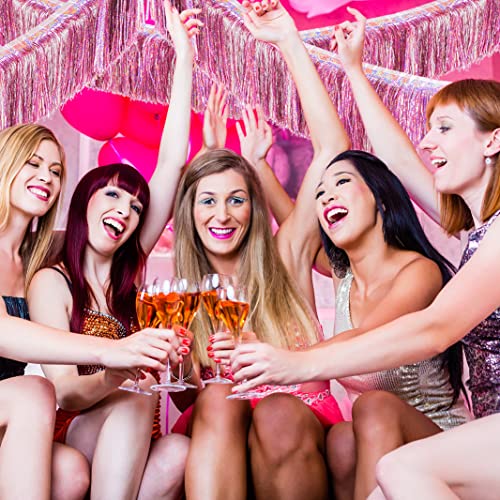 Pink Glitter Fringe Garland for Party Decorations, 2 Pack