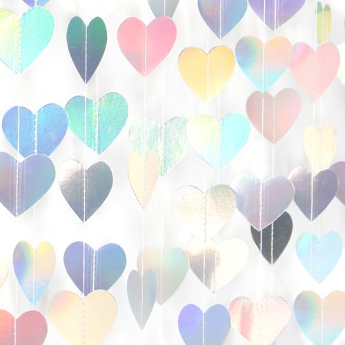 52ft Iridescent Disco Heart Garland, Party Decorations Set