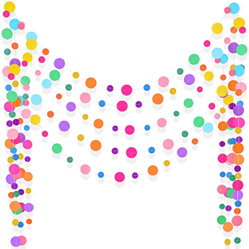 Rainbow Dots Confetti Garland Circle Streamers Party Backdrop