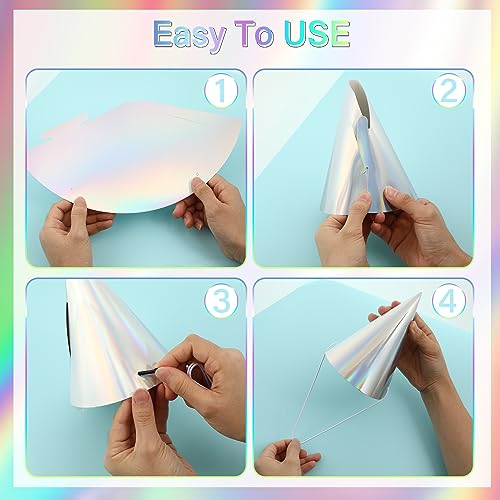 48 Rainbow Iridescent Party Hats for Birthdays and Gatherings