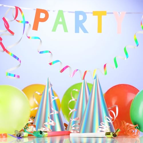 48 Rainbow Iridescent Party Hats for Birthdays and Gatherings