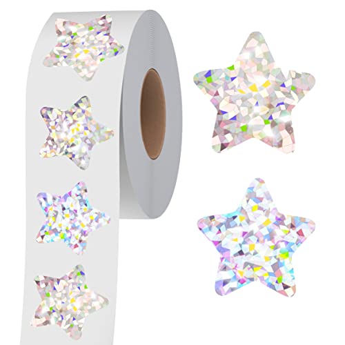 500 Holographic Glitter Star Stickers: Metallic, Reflective, Sparkly