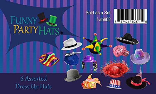 Assorted Funny Party Dress Up Hats - Set of 6