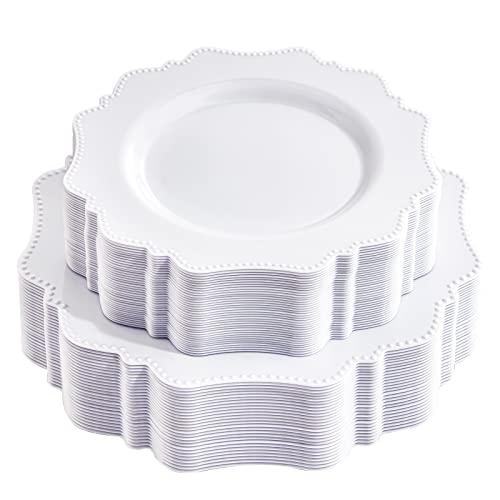60pcs White Disposable Plastic Plates for Party/Wedding
