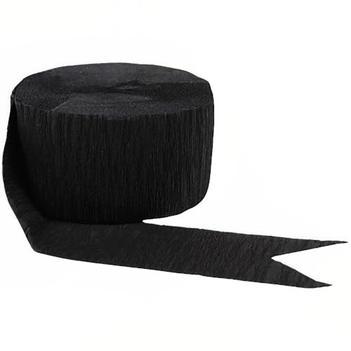 Jet Black Crepe Paper Streamer - 81ft, 1 Piece
