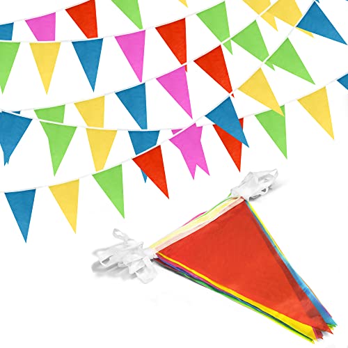 100ft Multicolor Pennant Banner Flags - Perfect Party Decor