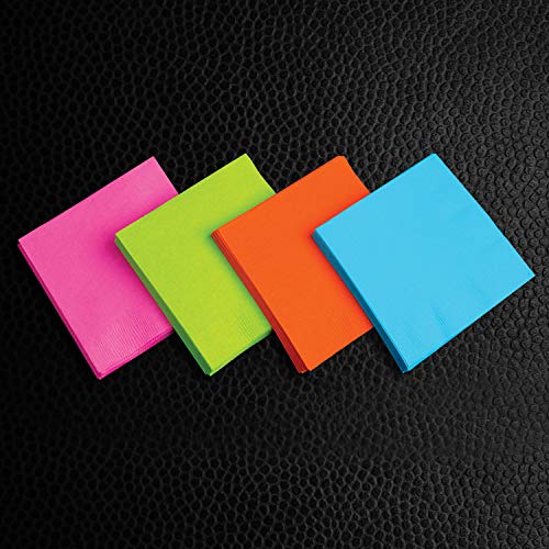 Assorted Neon Brights 2-Ply Paper Luncheon Napkins, 96 Count