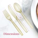 Gold Glitter Plastic Cutlery Set - 180 Pieces