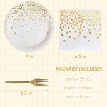 White & Gold Dessert Plates & Napkins Set,105 PCS