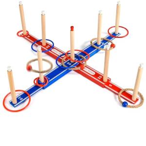 Upgraded Wooden Ring Toss Game for Kids