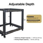 Sound Town 15U Adjustable Depth Server Rack