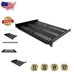 1U Server Rack Shelf - 55lb Capacity, 12" Deep