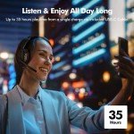 Bluetooth 5.0 Wireless Headset with Noise Cancelling Mic