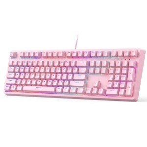 AUKEY Pink Mechanical Gaming Keyboard 108 Keys