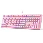 AUKEY Pink Mechanical Gaming Keyboard 108 Keys
