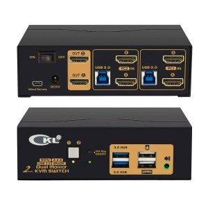 CKL Dual Monitor HDMI KVM Switch for 2 PCs