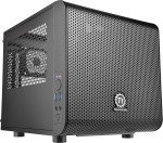 Thermaltake Core V1 SPCC Mini ITX Cube Gaming Computer Case Chassis, Black