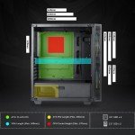 Mid-Tower Gaming Case with Glass Panel and Fans
