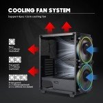 Mid-Tower Gaming Case with Glass Panel and Fans