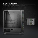 Mid-Tower Gaming Case with Glass Panel and Fans