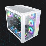 White Mid-Tower ATX Case with Dual Glass Panels
