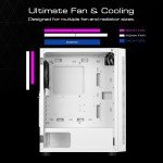 Mid Tower Gaming PC Case with Tempered Glass Door