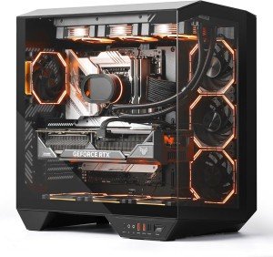 Full-Tower ATX Gaming PC Case, Back Plug-In Motherboard, Dual-Chamber, Panoramic