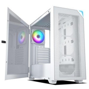 Full Tower PC Computer Case w/Door Opening Design Tempered Glass E-ATX/ATX Suppo